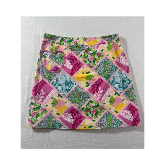 Lilly Pulitzer Dresses & Skirts - Vtg Lilly Pulitzer Patchwork Skirt 10 M Heart Pocket Tropical